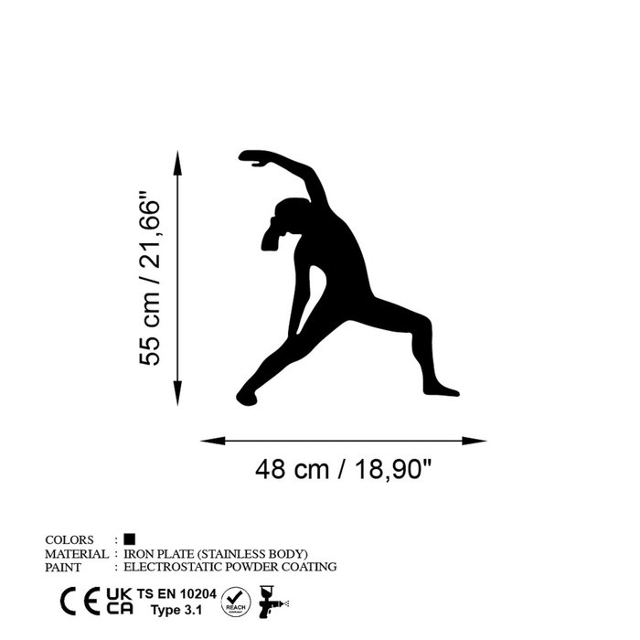 Wallity Yoga 5 Escultura de Pared de Metal Negra
